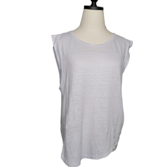 Gap Design & Crafted Linen Seam Detail Coastal Grandma Beachy Matter Flowy Top - Picture 3 of 13